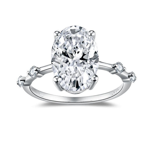 Oval Ring Full Moissanite Engagent Ring Sterling Silver