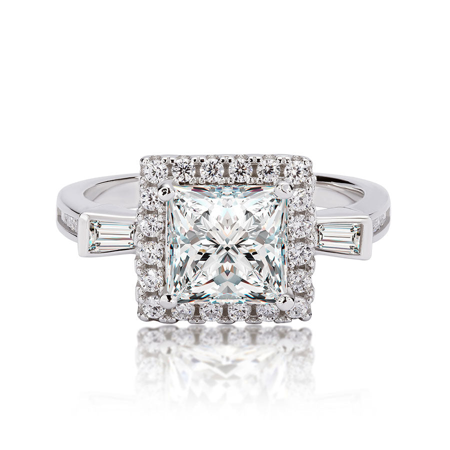 Asshcher Cut Diamond Moissanite Engagement Ring S925