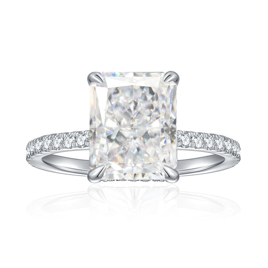 Radiun Cut Pave Moissanite Engagement Ring