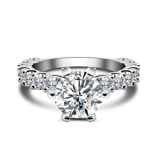 Round Cut 6 Claw Missanite Engagement Ring Half Pave