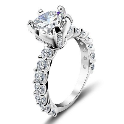 Round Cut 6 Claw Missanite Engagement Ring Half Pave