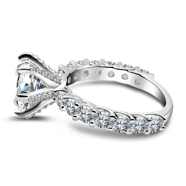 Round Cut 6 Claw Missanite Engagement Ring Half Pave