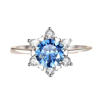 Colorful Moissanite Engagement Ring Sun Flower