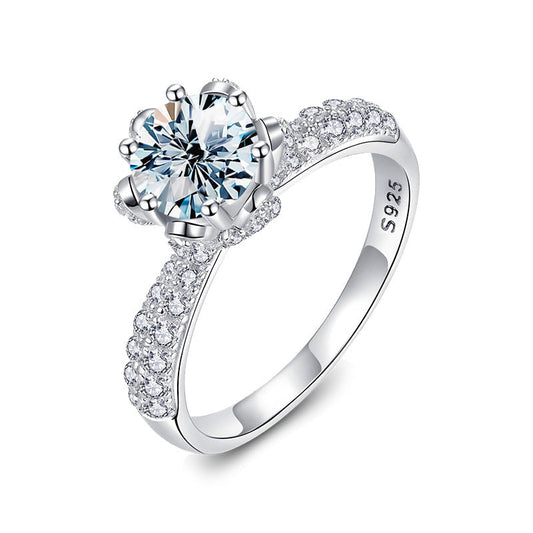 Moissanite Solitaire Engagement Ring Queen's Flower