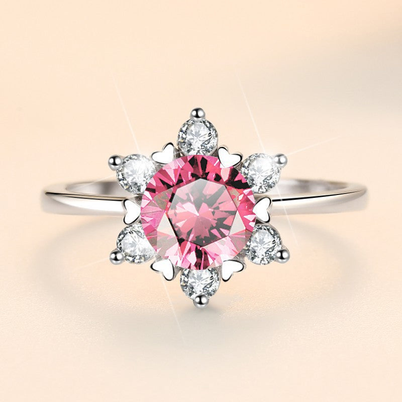 Colorful Moissanite Engagement Ring Sun Flower