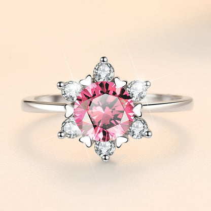 Colorful Moissanite Engagement Ring Sun Flower