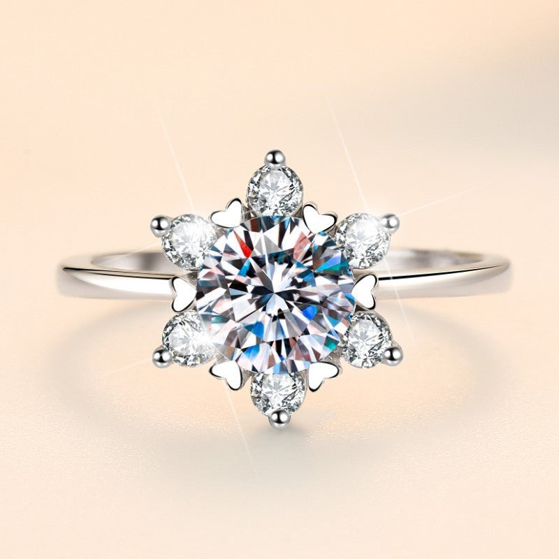 Colorful Moissanite Engagement Ring Sun Flower