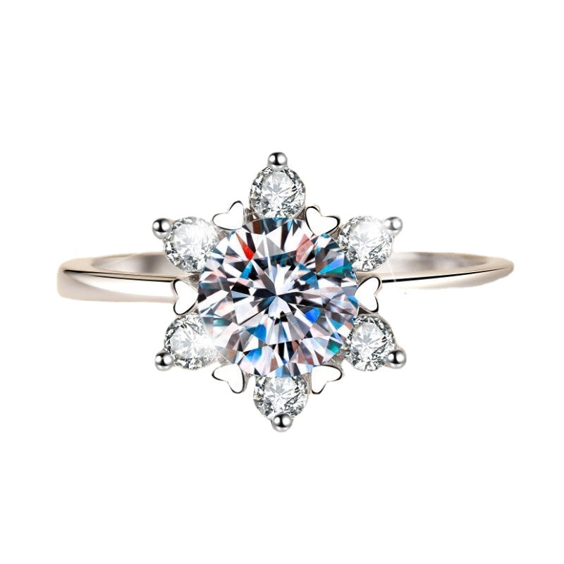 Colorful Moissanite Engagement Ring Sun Flower